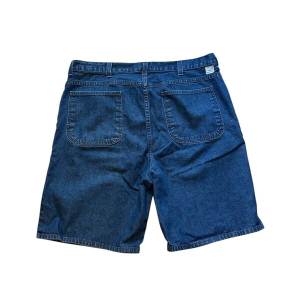 GAP Shorts Mens Size 42 Dark Blue Denim WORKER 10” Inseam Flat Front Big Pockets - Picture 2 of 5
